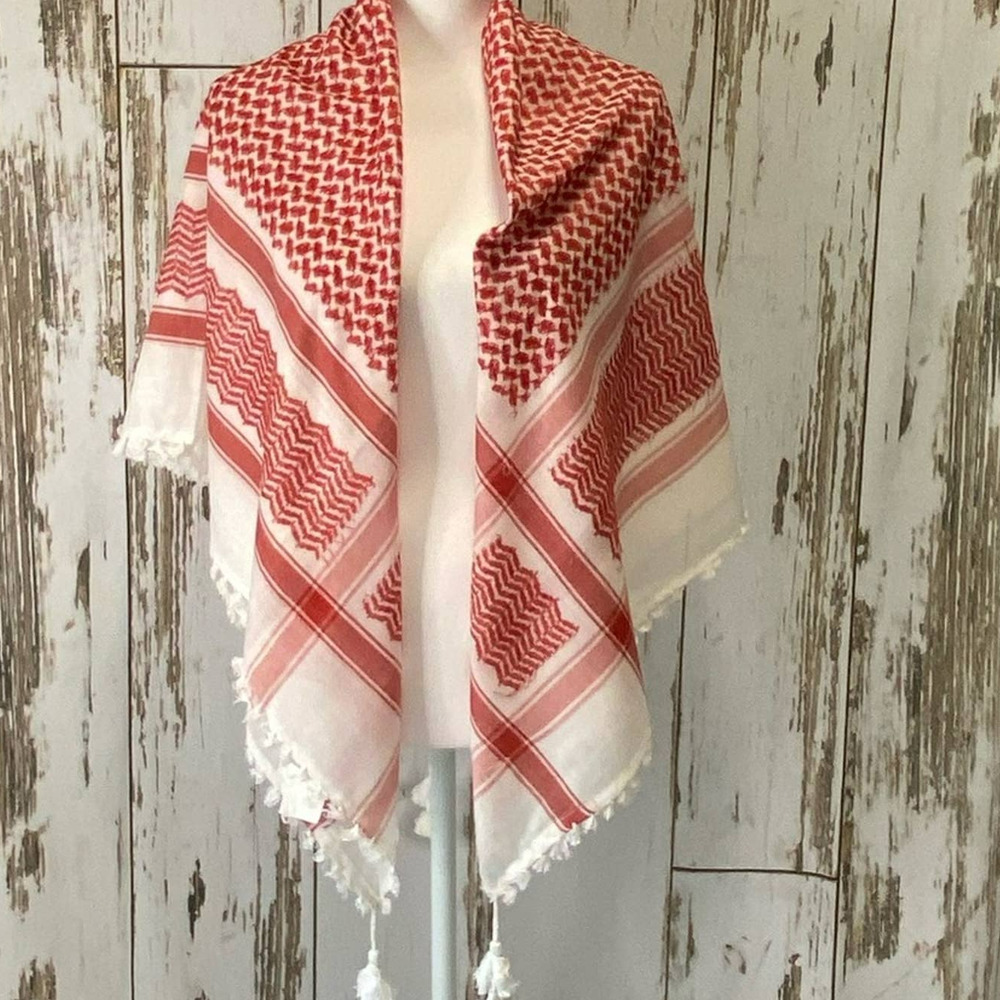 Beautiful Red and White Square Scarf/Wrap